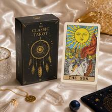 A Beginner's Guide To 78 Classic Tarot Cards, Portable Divination Game, Halloween And Thanksgiving Gifts, Game Gifts,With Paper Manual - Black - View 9