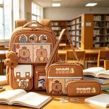 1 Set Popular Capybara Backpack Set, Multi-Compartment Large Capacity Backpack, Student Commute Full Stationery Combination - Sets - View 8