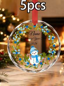 Custom Christmas Ornament, Personalized Name And Text Holiday Hanging Decor, Festive Snowman Wreath Style, Customized Christmas Tree Ornament, Customizable Wall Hanging Keepsake, Christmas Home Decor, Holiday Gift 2026, Room Decor, Family Gift - Style B - View 11