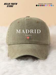 1pc Spanish Madrid Pattern Baseball Cap, Lightweight, Comfortable With Sweat-Absorbing And Sun-Protection Multifunctional Baseball Cap, Washed Vintage Hat, Suitable For Daily Outings And Everyday Use, Daily Outfit Decorative Hat - Madrid, Spain - View 12