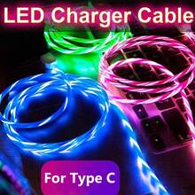 Fast Charging Data Cable Glowing LED USB Type C Charging Cable - Multicolor - View 1