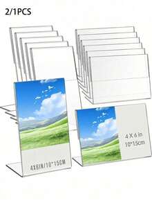 Elegant 6-Piece Acrylic Photo & Medal Display Frame Set, Fashionable Vertical Desktop Decor, Suitable For Home & Office, Photo Frame, Card Holder, - Multicolor - View 5