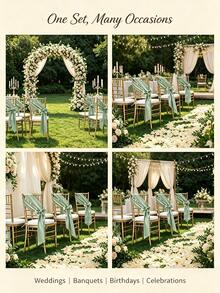 50pcs Satin Chair Sash Bows, Universal Chair Covers Suitable For Wedding Reception, Dining Room, Party, Hotel Events Decoration (5.9 X 102 Inches) - Multicolor - View 9