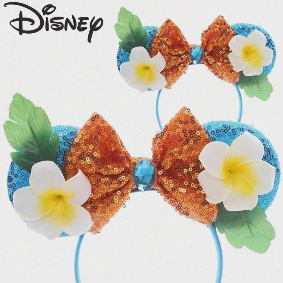 1PC Tropical Island Secret | Disney Moana Mickey Mouse Headband, Plumeria Summer Beach Amusement Park Headpiece - Multicolor - View 1