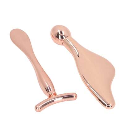 2 rodillos faciales en forma de Y, barra de masaje redonda con sensación fría, herramienta para el cuidado facial adecuada para reafirmar la piel, promover la absorción de cremas para el contorno de ojos y masajes faciales y de cuello.