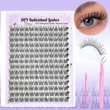 LIMEIKAI 14 Rows 168 Lashes, C-Curl/D-Curl Mixed-Length Natural Volume, DIY Self-Application Eyelash Extensions Suitable For Cluster & Individual Lash Applications - View 5