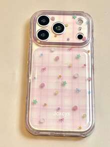 Y2K Pink Plaid Strawberry Star Bow Print Phone Case, Compatible With IPhone 18 Pro Max 18 Pro 17 Pro Max 17 Pro 17 16 Pro Max 16 Pro 16 15 Pro Max 15 Pro 15 14 Pro Max 14 Pro 14 13 Pro Max, Cute Shockproof Back Cover - Pink - View 6