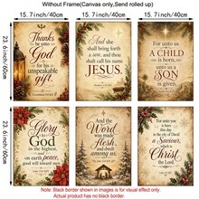 1/6pcs Christmas Religious Canvas Wall Art Set Bible Verse Prints Unframed Jesus Nativity Scripture Christian Home Decor Vintage Farmhouse Church Prayer Room Decoration Poster - Pattern - View 14
