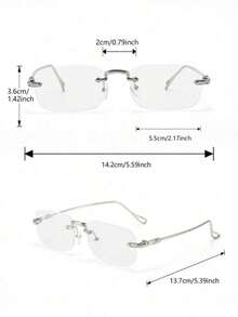 1 Pasang Kacamata Fashion Tanpa Bingkai Ringan, Bingkai Logam, Cocok Untuk Perjalanan Sehari-hari, Ideal Untuk Penggunaan Komputer, Ponsel, dan Layar dalam Jangka Panjang - Clear - View 4