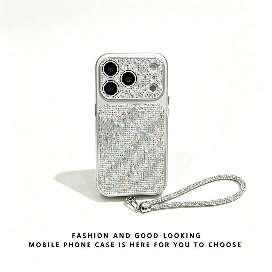 1pc Shiny PU Leather 3D Embossed Phone Case With Lanyard, Lens Protection & Dual Design Pattern, Compatible With Phone 17 Pro Max, 16 Pro Max, 15 Pro Max, 14 Pro Max, Korean Style High-End Fashion Fun 2-In-1 Phone Case, Shockproof Frame Hard Spray-Painted Silver Back Cover, Suitable For 11/12/13/14/15/16 Pro Max Plus, Elegant Design For Men And Women, Perfect Gift For Girlfriend On Christmas, Valentine's Day, Easter, Wedding Season And Birthday! - Multicolor - View 1