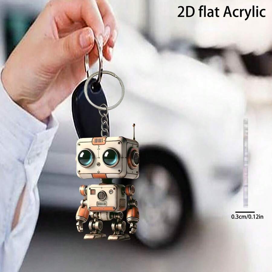 New Acrylic 2D Flat "Big Eyes" Robot Keychain - Creative Christmas Decoration And Holiday Keychain - Multicolor - View 1