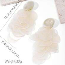1 Pair New Fashionable Exaggerated Shell And Grape Bead Ear Rings, High-End Resort Style For Women - White - View 4