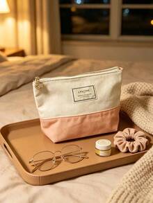 Lancôme Lancome Two‑Tone Fabric Cosmetic Pouch, Zipper Makeup Bag With Brand Label And Rose‑Shaped Zipper Pull, Portable And Durable For Travel, Suitable For Personal Use And Gift Giving, LANCOME‑GIFT‑20 - Red - View 7