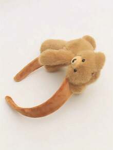 1pc 3D Bear‑Ear Plush Headband For Kids Girls, Fluffy Cute Daily Versatile Washing‑Face Kids Hair Accessories - Multicolor - View 3