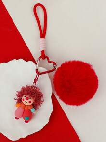 1pc Cute Keychain, Cartoon Fluffy Bag Charm, Adorable Women's Bag Pendant, Car Key Ring Charm, Suitable For Backpack, Handbag, Tote Bag, Key Decoration, Birthday Gift, Friend Small Gift And Daily Accessory - Multicolor - View 12