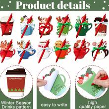 12sets Christmas Coffee Mug Notepad And Writting Pens,Creative Memo Pad,Sticky Notes,Christmas To-Do List,Holiday Notepad Set,Perfect For School, Work, And Decor,Christmas Party Gift,Office Stationery Gifts,Random Designs - Multicolor - View 4