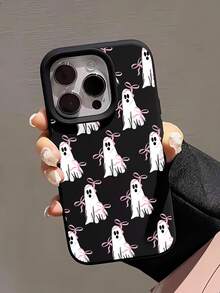 1pc Personalized Halloween Cute Ghost Bow Pattern Anti-Drop Black Liquid Straight Edge TPU Phone Case Suitable For IPhone 16 Pro Max/16/16 Pro/16 Plus/15/15 Pro Max/15 Pro/11/12/13/14 Pro Max/11 Pro/11 Pro Max/12 Pro/12 Pro Max/13 Pro/13 Pro Max/14 Pro/14 Pro Max Soft Shell Premium Feel - Multicolor - View 4