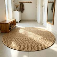 A Pineapple Ring Rug, Round Brown Imitation Sisal, Outdoor Rug, Home Decor, Room Decor, Living Room Rug, Kitchen Mat, Bedroom Rug, Bathroom Mat, Bedroom Decor, Bathroom Decor, Easy To Clean - Solid Color - View 4