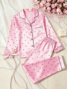 Tween Girl Pink Polka Dot Long Sleeve Long Pants Pajama 2-Piece Set - Multicolor - View 7