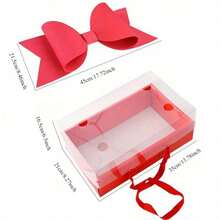 1pc Bow Decorative Gift Box Set, Suitable For Floral Packaging, With Handle & Ribbon, Plastic & Paper Material, For Wedding, Party, Birthday,Christmas, Valentine's Day Gift Wrapping - View 7