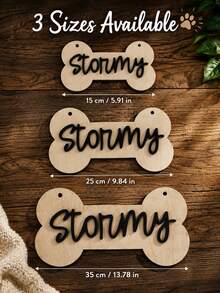 Personalized Wooden Pet Name Tag, Customized Bone-Shaped Dog Nameplate, Rustic Style Pet Room Decor, Suitable For Cats, Dogs And Pet Lovers Customized Name Gift - Multicolor - View 2