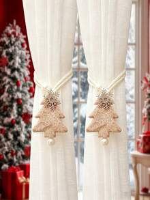 4pcs/2pcs Christmas Tree Snowflake Curtain Tiebacks, Easy To Store Curtain Tie Ropes, Suitable For Sheer Curtains, Fabric Curtains Decoration And Holiday Atmosphere Decoration, Christmas Gift - Christmas Tree Curtain Tiebacks - View 14