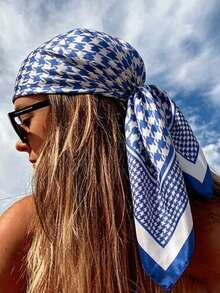 1pc Luxurious 35.4-Inch Square Scarf, Four Season Style Printed Neckerchief Shawl, Ladies Square Headscarf For Dress, Beach, Holiday - Cashew Black - View 16