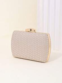 LJDCRFT Tas Malam Wanita Bertekstur Anyaman dengan Cangkang Keras, Clutch dengan Gesper Logam, Cocok untuk Acara Formal Seperti Pernikahan, Prom, dan Pesta Koktail - Sampanye - View 6