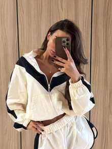 Beautiful Women's Jacket, Women's Spring Jacket, Autumn Jacket, Patchwork Design, Fashionable Versatile, Casual Commute Style, Autumn New Arrival, Elegant Winter Coat - Apricot - View 3