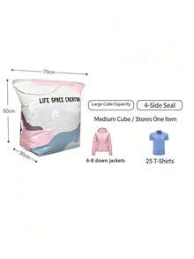 2026 No-Pump 3D Vacuum Storage Bags, 80% Compression Rate, Extra Large Capacity, 3D Roll-Up Vacuum Seal Bags, Upgraded Large Capacity Compression Storage Bags, Suitable For Bedding, Clothing, Blankets, Oversized Bedding, Travel Storage Cubes - Multicolor - View 7