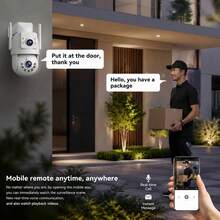 Kamera Keamanan PTZ Lensa Ganda Luar Ruangan JOOAN 4MP CAM720 APP 5G Bluetooth WiFi AP Jaringan Tahan Air Deteksi Manusia Pelacakan Otomatis Penglihatan Malam Warna Penuh Mendukung Kartu SD Penyimpanan Cloud - Hitam dan Putih - View 4