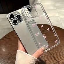 1pc Transparent Girl Pink Small Bow Pattern Phone Case, Personalized Protective Shell Compatible With IPhone 16 Pro Max/17/16/15/14 Plus/13/12/11/Air And Series - Multicolor - View 4