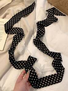 2Pcs Vintage Polka Dot & Lace Sash Belt, Self-Tie Long Ribbon Waist Sash, Retro Decor Accessory For Jeans Dresses Daily Outfits - A - View 5