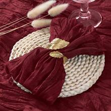 Bohemian Style Burgundy Gauze Napkins, Washable And Reusable, Large Capacity, Suitable For Autumn Dinner, Wedding Party, Home Decor, Thanksgiving, Baby Shower, Birthday Decoration - Multicolor - View 6