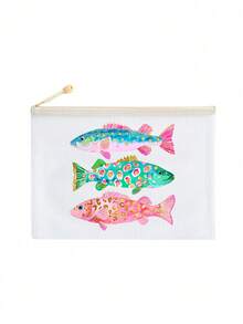 Waterproof Beach Makeup Bag With Cute Fish Pattern, Colorful Mesh Makeup Bag, Large Capacity Portable Makeup Storage Bag, Breathable Beach Toiletry Bag, Summer Tropical Style Travel Storage Bag, Multi-Functional Toiletry Bag Suitable For Swimming, Vacation, College Dorm, Bathroom, Cosmetics, Skincare, Accessories, Stationery, Beach Supplies, Cute Academic Style, Unique Teacher's Day Gift, Birthday Gift, Holiday Gift, Party Gift, Vacation Gift, Wedding Gift, Back To School Gift - Multicolor - View 19