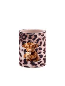 Leopard Print Highland Cattle Makeup Brush Holder, Makeup Storage Box, Makeup Tool Storage, Multifunctional Makeup Holder, Leopard Print Cute Storage Box, Desktop, Dressing Table, Lobby, Living Room Decoration, Gifts For Friends - Multicolor - View 11
