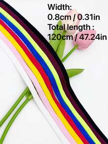 1 Pair Multi-Color Solid Color 1.2m Braided Shoelaces For Basketball Shoes, Canvas Shoes, Sports Sneakers, Unisex - Multicolor - View 8