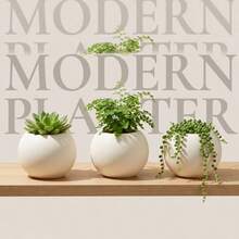 Nordic Round Matte Flower Pot, Indoor Desktop Small Potted Plant Thickened Plastic Planter - A - View 5