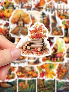 50pcs Autumn Squirrel Forest Stickers For Journal, Planner, Scrapbook, Luggage, Envelope, Greeting Card, Notebook, Tablet, Water Bottle - Autumn - View 4