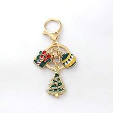 1pc New Christmas Keychain Santa Claus Snowflake Christmas Tree Key Ring Alloy Cartoon Gift Pendant Creative Gift - Multicolor - View 2