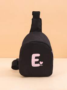 1PC Toddler Crossbody Chest Bag, Printed With A-Z Letters And Pink Heart Pattern, With Adjustable Shoulder Strap And Zipper, Suitable For Toddler Casual Daily Use, Can Be Given As A Gift - Black - View 37