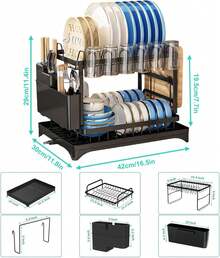 2 Tier Dish Drying Rack,Kitchen Counter Organizer,Dish Rack, Home Decor,Kitchen Essentials - View 5