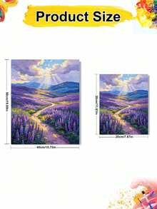 1pc Oil Painting By Numbers Kit, Lavender Fields DIY Art & Craft, Home Wall Decor, Canvas Oil Painting Decoration, Holiday Gift Includes Paintbrushes And Paints. - Sets - View 4