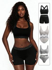 Rest Era Women's Pajama Sets And Lingerie Sets. Available In Black, Gray, Stripes, Plaid, And Gray-And-White Color-Block Styles. - Multicolor - View 35