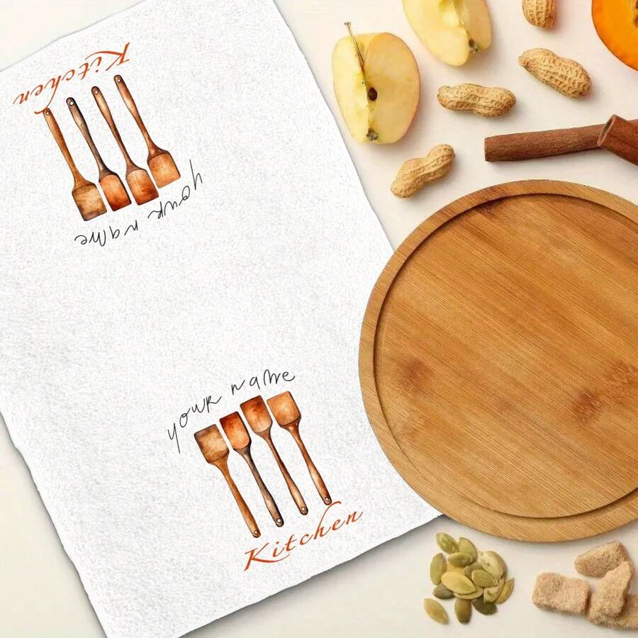2Pcs Kitchen Tableware Pattern Personality Design Hand TowelsSoft, Absorbent  LintFree Kitchen  Bathroom Towels With  Perfect For Spring,Valentine'S Day  Birthday Gifts, Machine Washable, Modern Cartoon Design - Multicolor - View 1