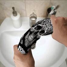 /2/4/6/8/10/12Pcs Customizable Black And White Skull Design Towels  UltraAbsorbent Microfiber, QuickDry  Soft  Perfect For Valentine'S Day, Anniversaries, Parties, And Gifts  Modern Nordic Style For Home Decor, Travel, And Dorm Us - Multicolor - View 6