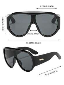 1 Pair Men's Black Aviator Frame Classic Motorcycle Style Fashion Glasses - Black - View 4
