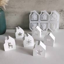 SILIKE LUFEI DIY 6-Piece Silicone Mold For Atmosphere House, Reindeer, Snowflake, Five-Pointed Star, Angel House, Plaster And Resin Casting - Christmas Molds - View 1
