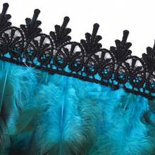 2 Stück schwarze Spitzenbesatz Feder Handgelenksmanschetten, Halloween Cosplay Kostüm Armbänder, Maskenball Party Karneval Damen Kleid Accessoires - Verschiedenfarbig - Übersicht 9