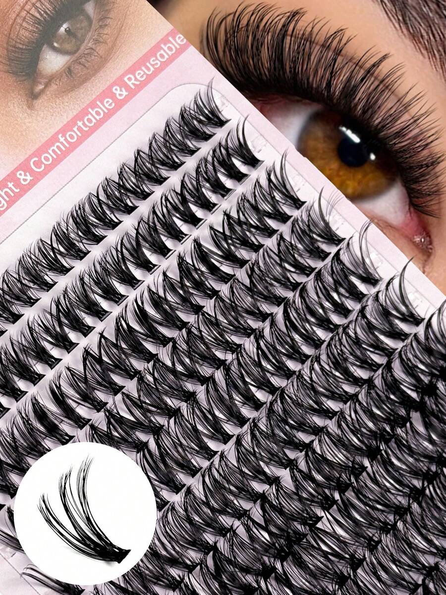 200 Pcs D Curl Individual Lashes Cluster Lashes 9-16mm Mixed Cluster Lashes 40D Lash Clusters Extensions Individual Lashes Cluster DIY Lash Extensions At Home For Festivals False Eyelashes Fake Lashes Individual Clusters Lash